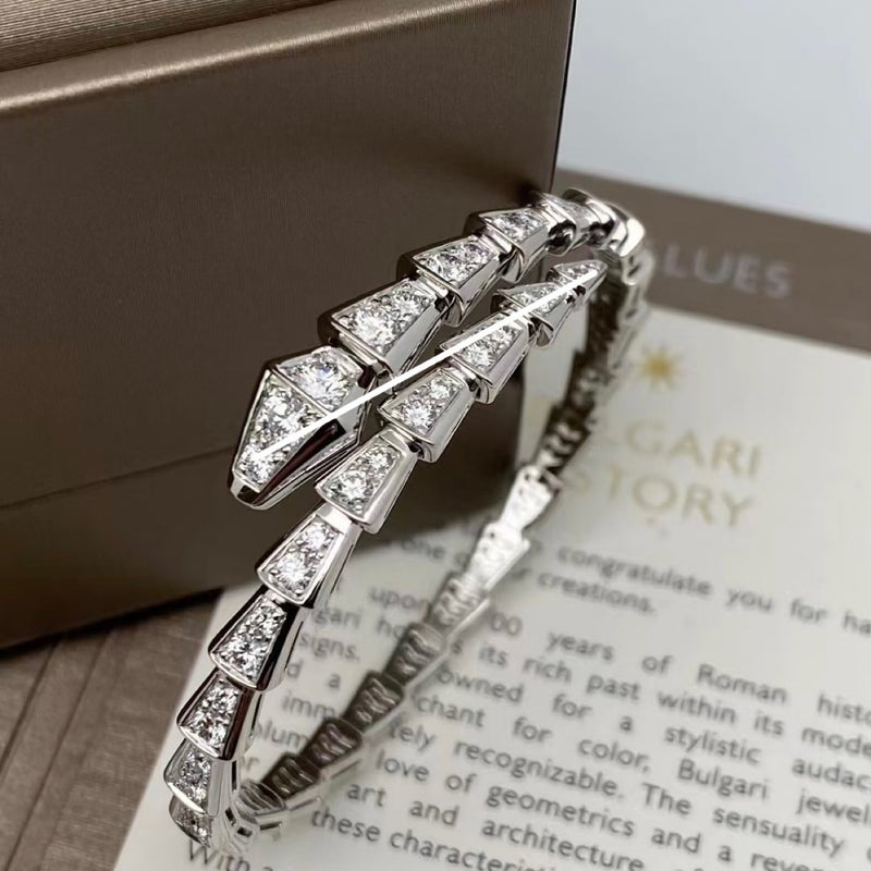 V Gold Two-Circle Snake Head And Tail Diamond Full Diamond Bracelet Plated With 18K Rose Gold Women'S Model Manufacturer For Live Broadcast - Image 1